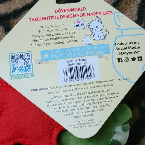 Doyen Cat Toy Turtle 2 Piece w/ catnip New! - Picture 3 of 3